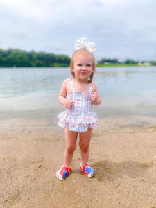3/6 Months Red, White & Cute Ruffled Swim Suit (FINAL SALE)