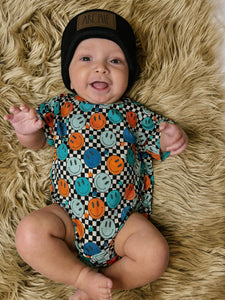 Happy Checks Oversized Bamboo Romper