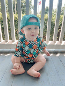 Happy Checks Oversized Bamboo Romper