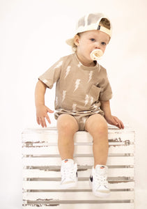 Tan Bolts Bubble Romper