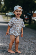 Load image into Gallery viewer, Tan Smile Bubble Romper
