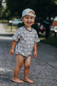 Tan Smile Bubble Romper