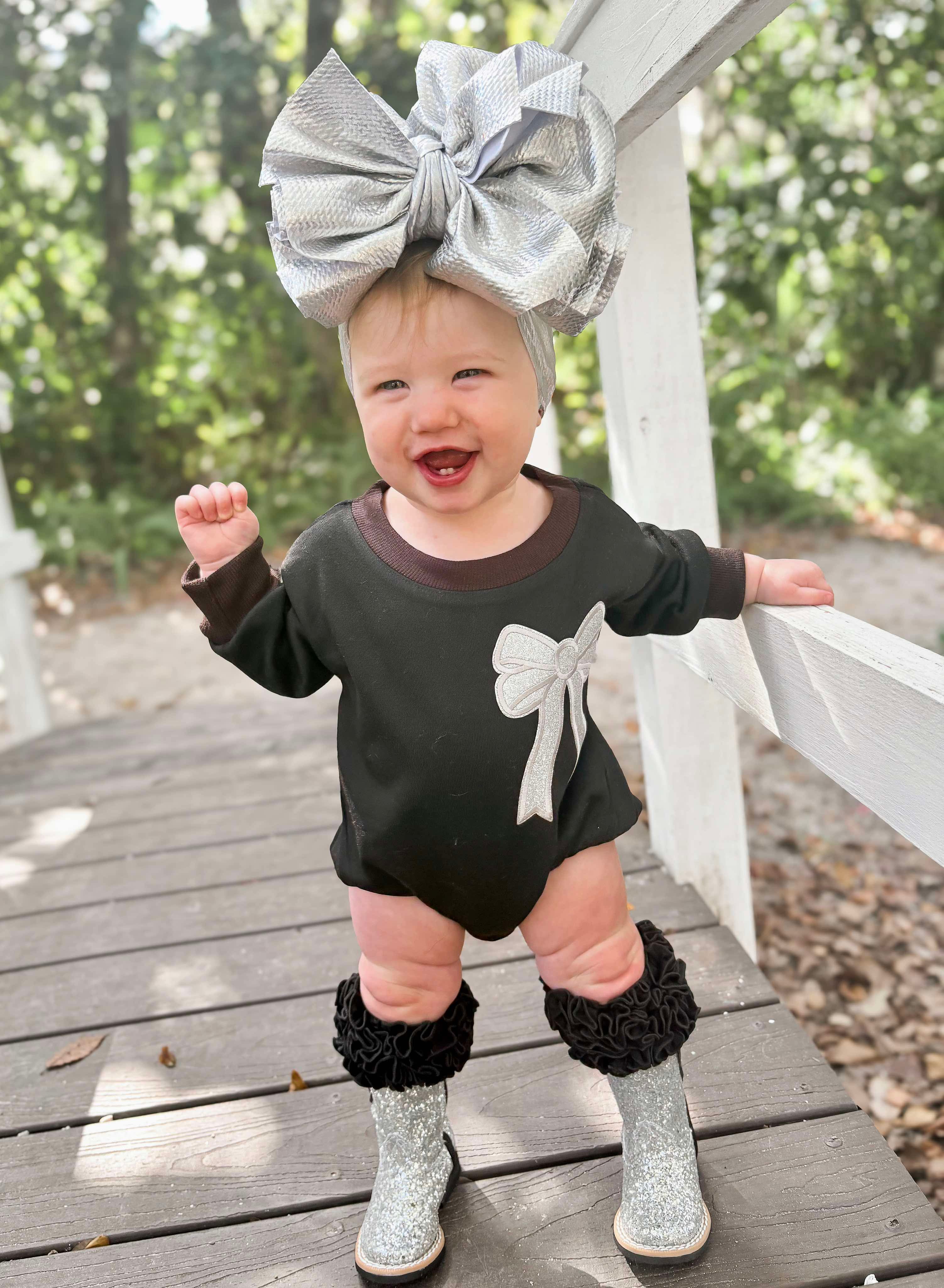 Bow patch bubble rompers (MULTIPLE OPTIONS)