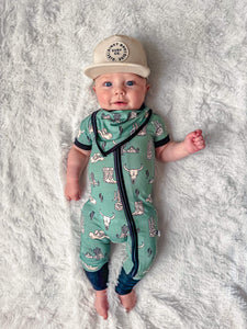 Teal Wild West Bamboo Bib