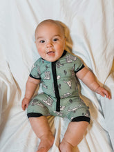 Load image into Gallery viewer, Teal Wild West Bamboo Shortie Romper
