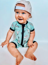 Load image into Gallery viewer, Teal Wild West Bamboo Shortie Romper
