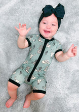 Load image into Gallery viewer, Teal Wild West Bamboo Shortie Romper
