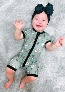 Teal Wild West Bamboo Shortie Romper