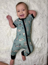 Load image into Gallery viewer, Teal Wild West Bamboo Short Sleeve Sleeper
