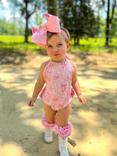 Load image into Gallery viewer, Pink Cowgirl Ruffle Butt Romper
