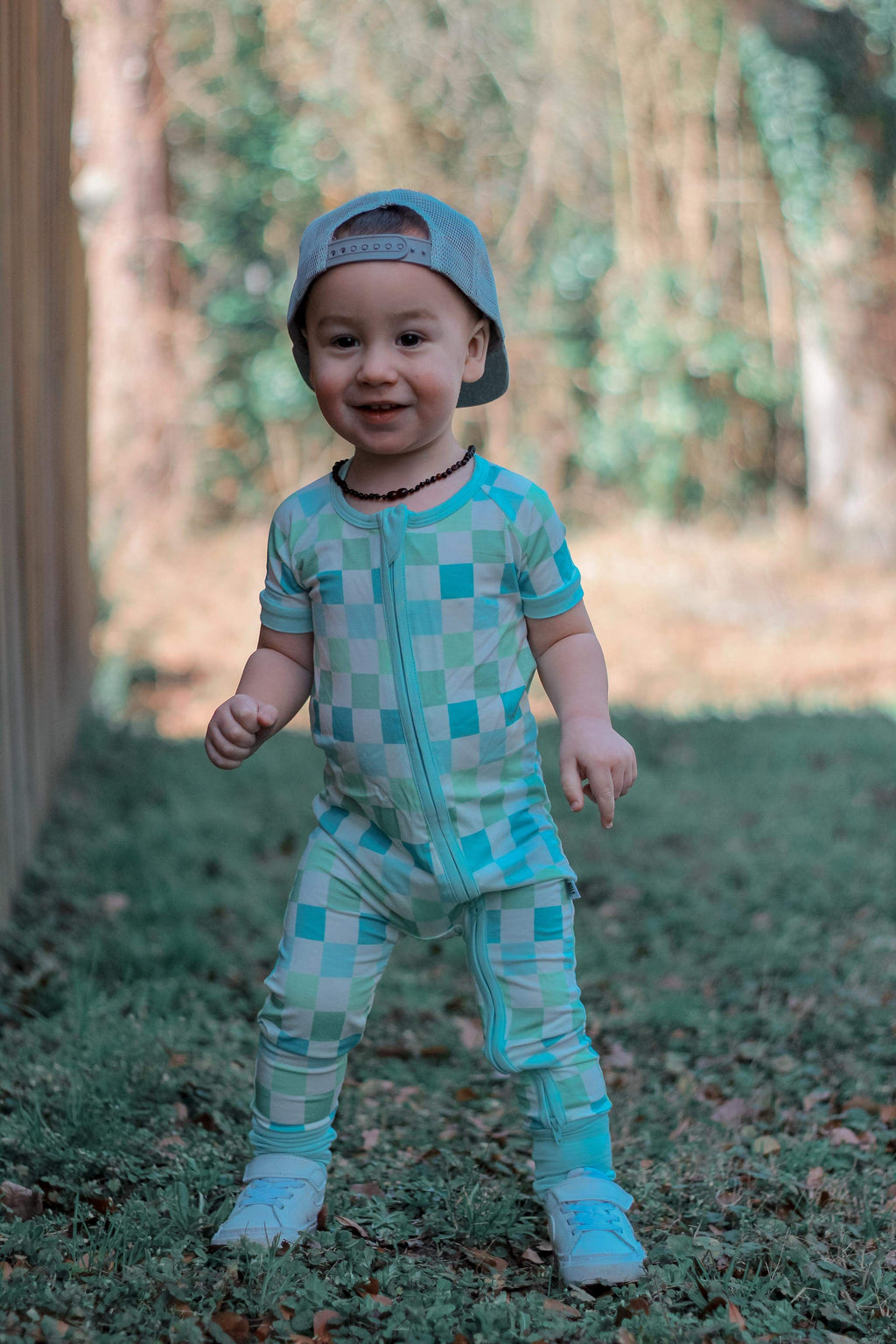 Ocean Checks Bamboo Short Sleeve Sleeper (FINAL SALE)