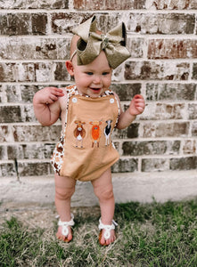 Cow Smocked Suspender Bubble Romper