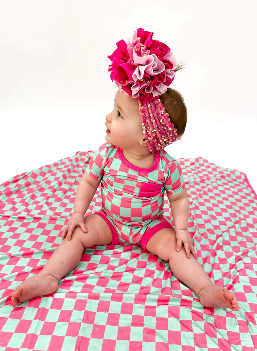 Bubblegum Checks Bamboo Short Set (FINAL SALE)
