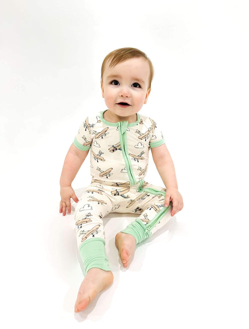 Airplane Bamboo Short Sleeve Sleeper (FINAL SALE)
