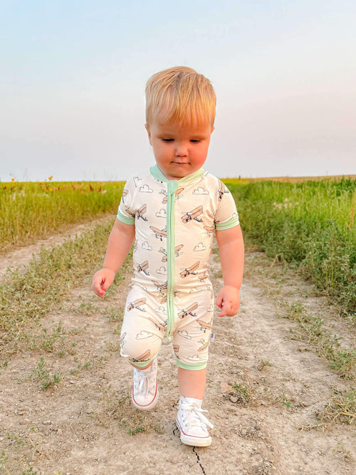 Airplane Bamboo Shortie Romper (FINAL SALE)