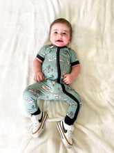 Load image into Gallery viewer, Teal Wild West Bamboo Short Sleeve Sleeper
