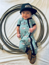 Load image into Gallery viewer, Teal Wild West Bamboo Short Sleeve Sleeper
