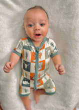 Load image into Gallery viewer, Wild West Checkers Bamboo Shortie Romper
