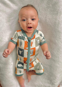 Wild West Checkers Bamboo Shortie Romper