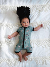 Load image into Gallery viewer, Teal Wild West Bamboo Shortie Romper
