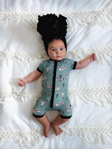 Teal Wild West Bamboo Shortie Romper