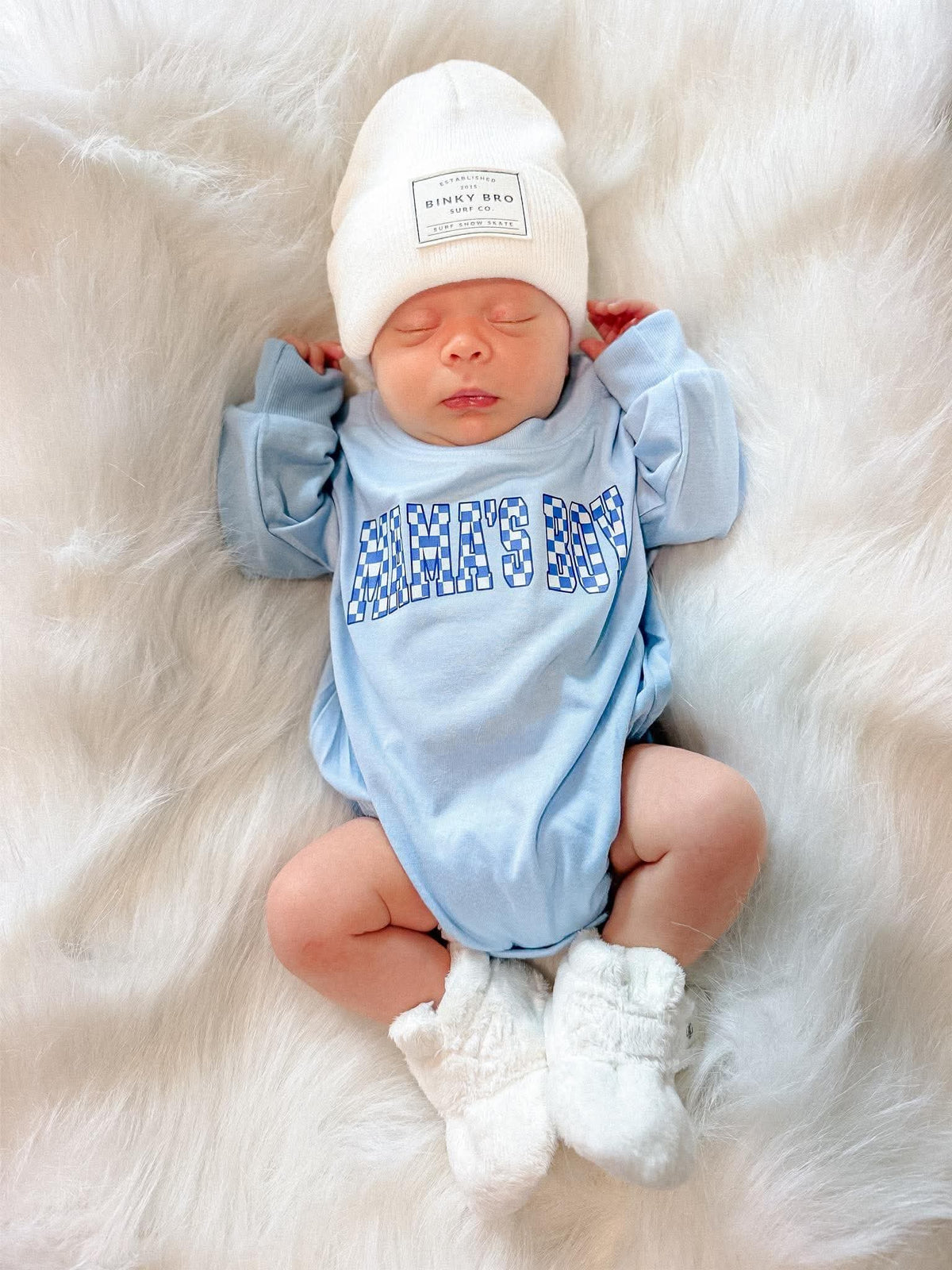 Light Blue Mama’s Boy Bubble Romper