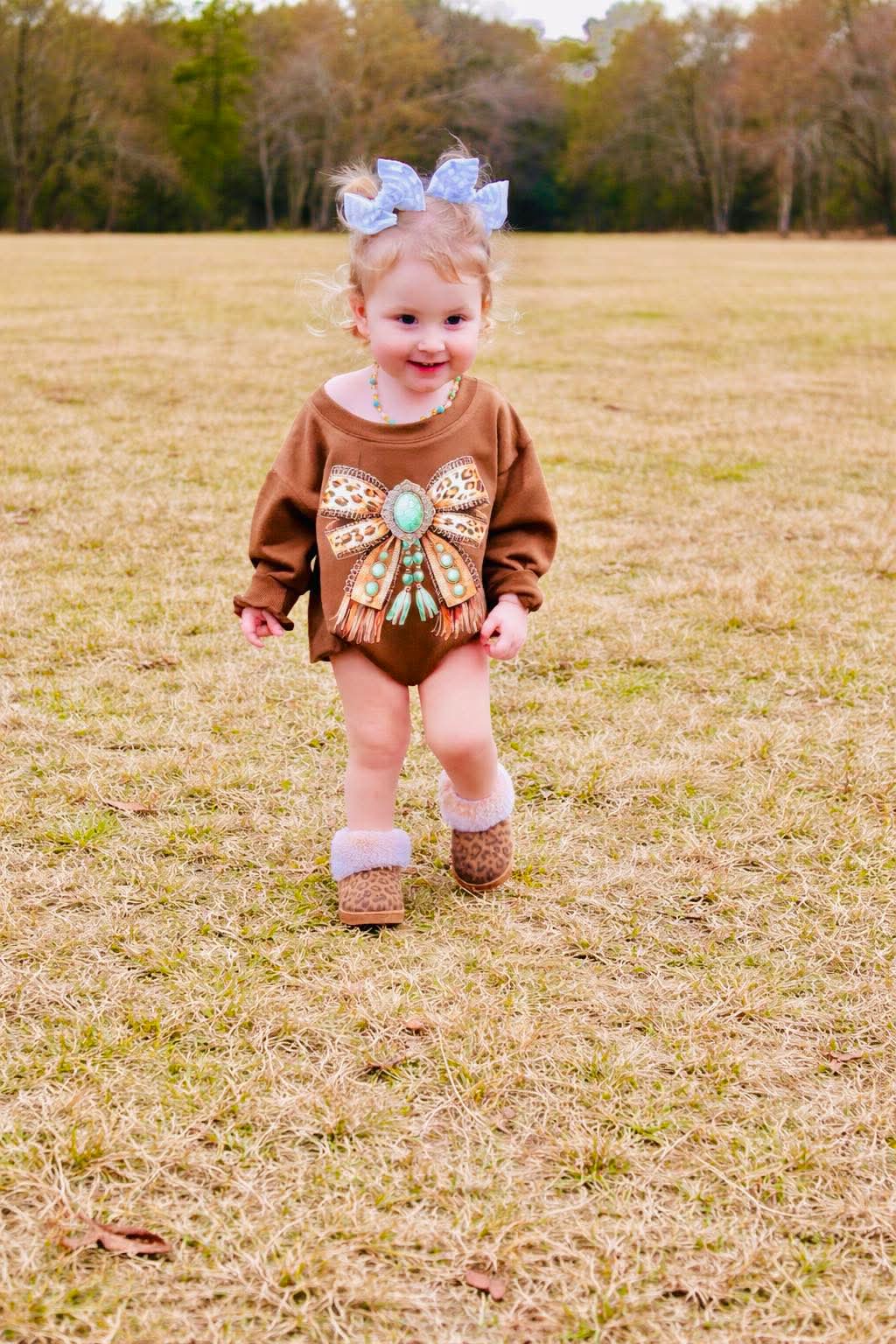 Cheetah Bow Bubble Romper