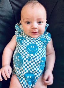 Blue Smiles Bamboo Romper