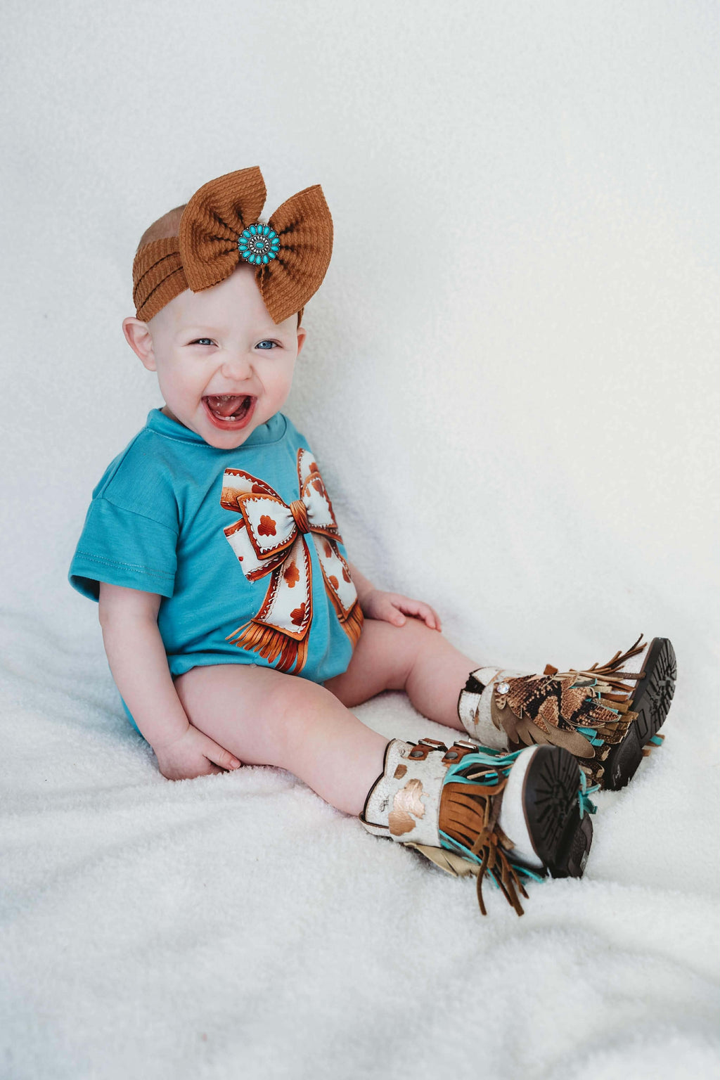 Brown Cow Bow bubble romper