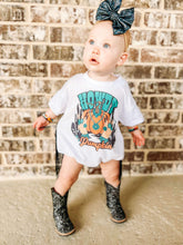 Load image into Gallery viewer, Howdy Pumpkin Western Edition Oversized T-shirt Romper - white (FINAL SALE)
