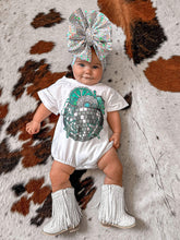 Load image into Gallery viewer, Turquoise Disco oversized t-shirt romper (FINAL SALE)
