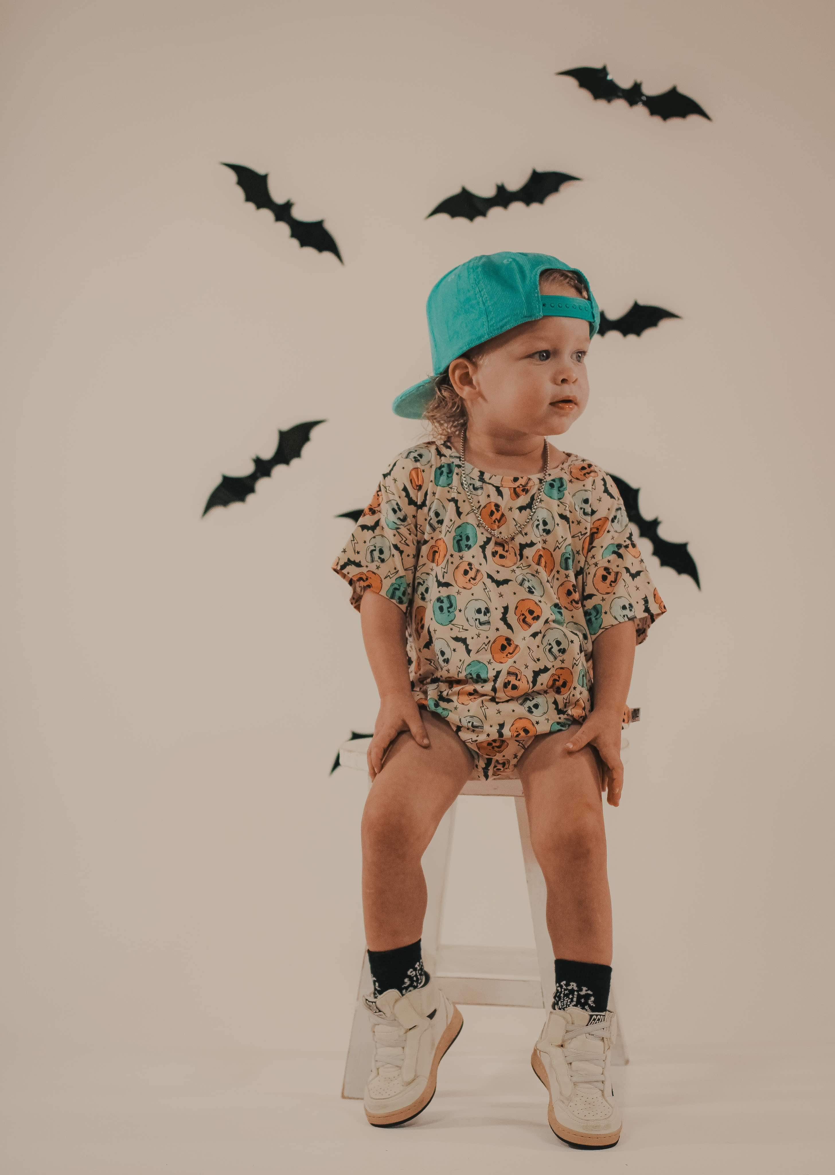 Bat To The Bone Oversized Bamboo Romper- ALL SIZES