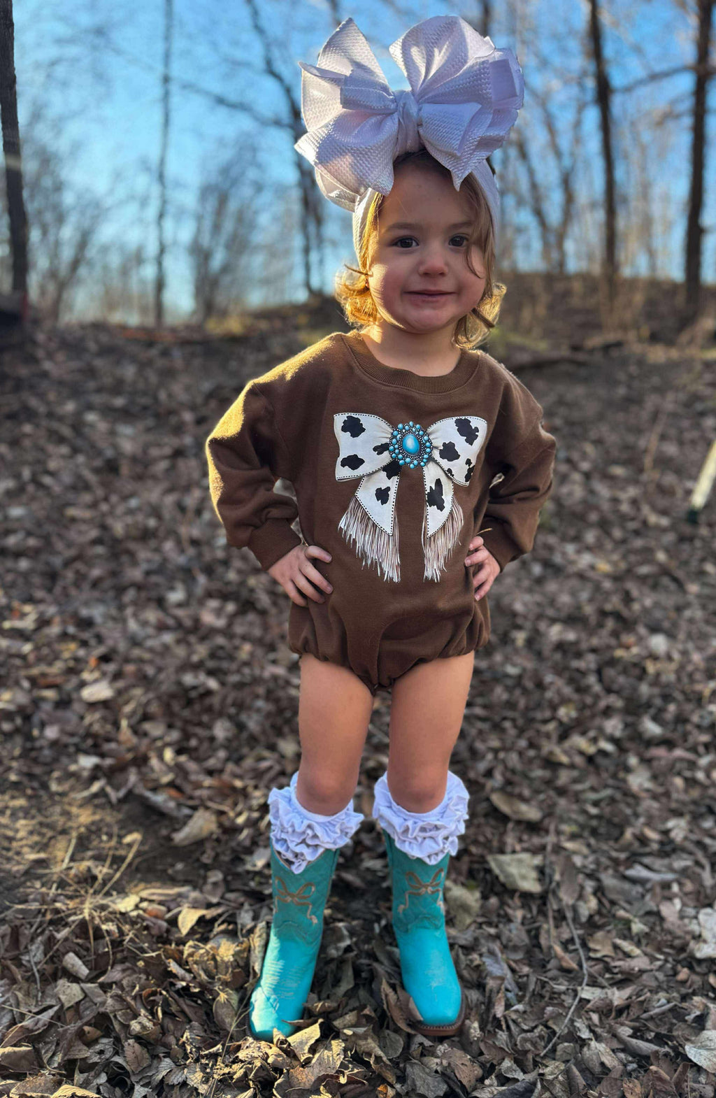Cowgirl Bow Bubble Romper