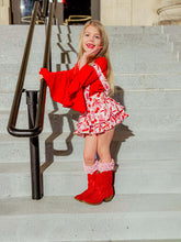 Load image into Gallery viewer, Cherry checkered suspender skirt
