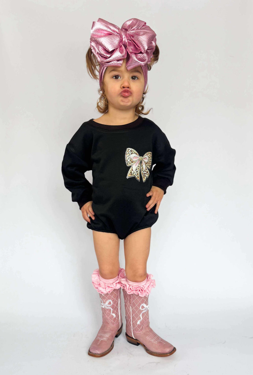 Cheetah Bow Bubble Romper