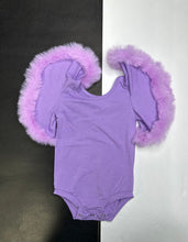 Load image into Gallery viewer, Light purple with boa sleeves romper/top
