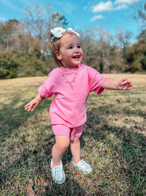 0/3 Months Kids pink short set  (FINAL SALE)