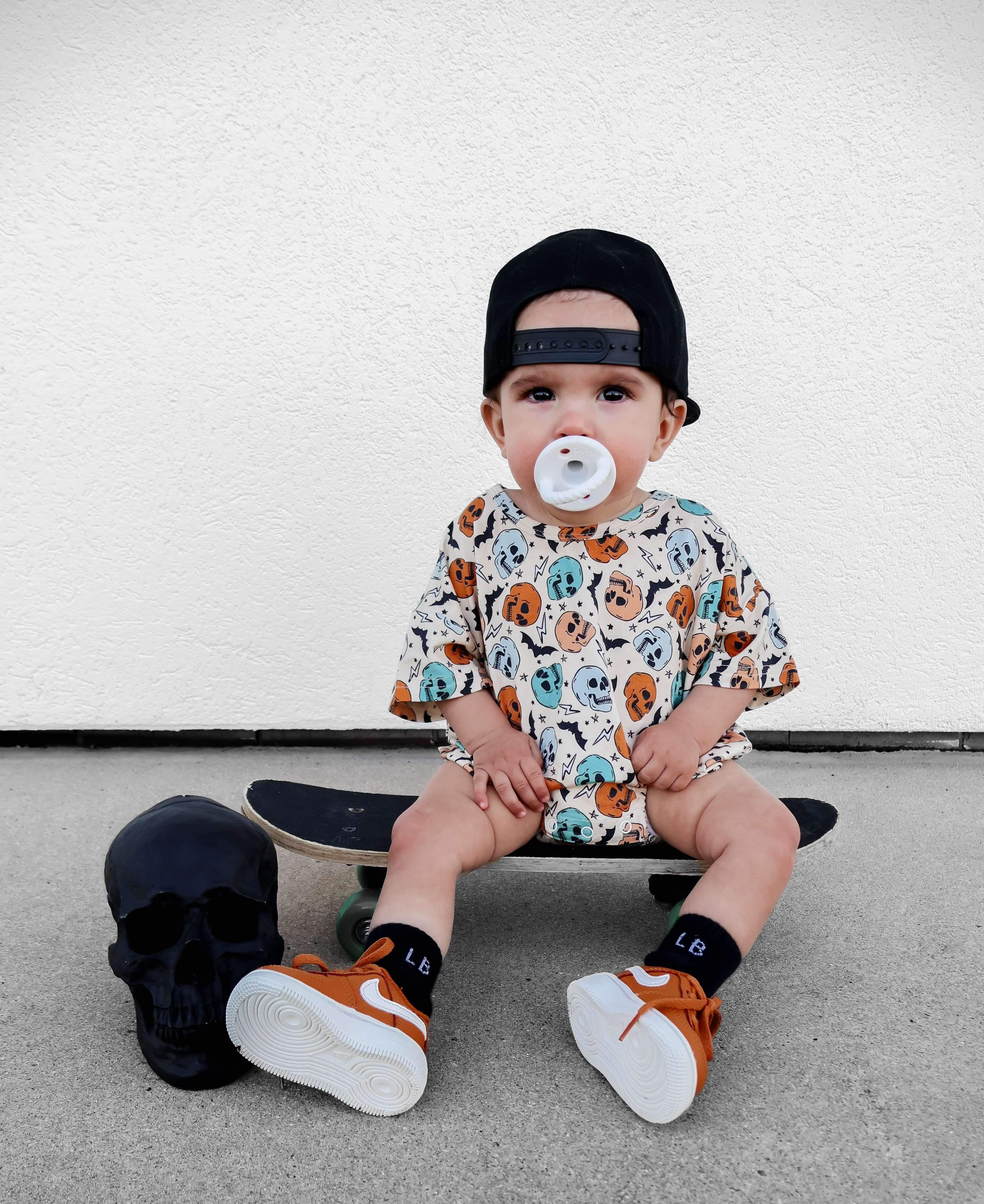 Bat To The Bone Oversized Bamboo Romper- ALL SIZES