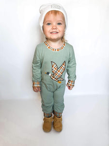 Sage Duck Boys Smocked Romper