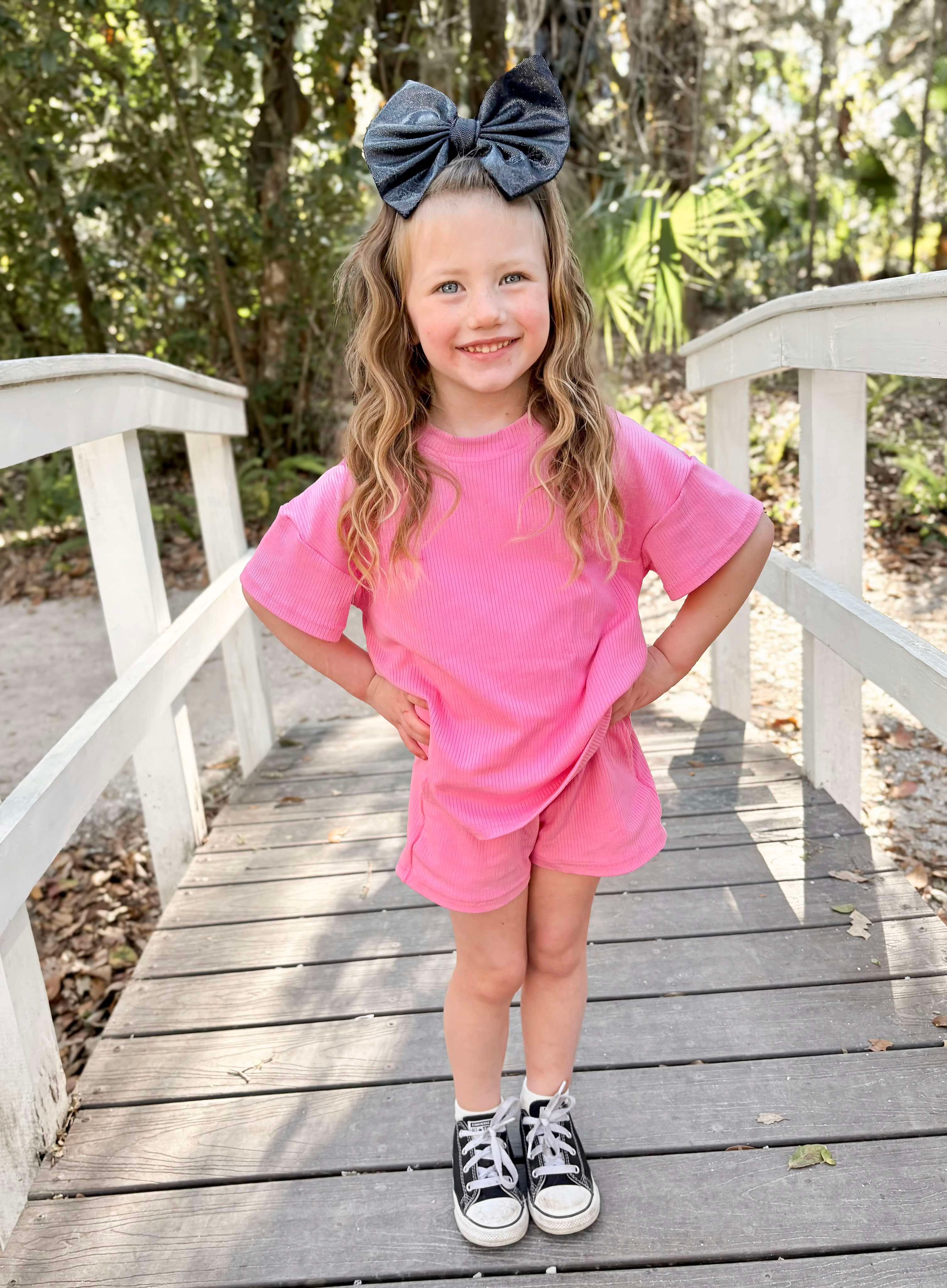 Kids pink short set