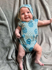 Blue Smiles Bamboo Romper