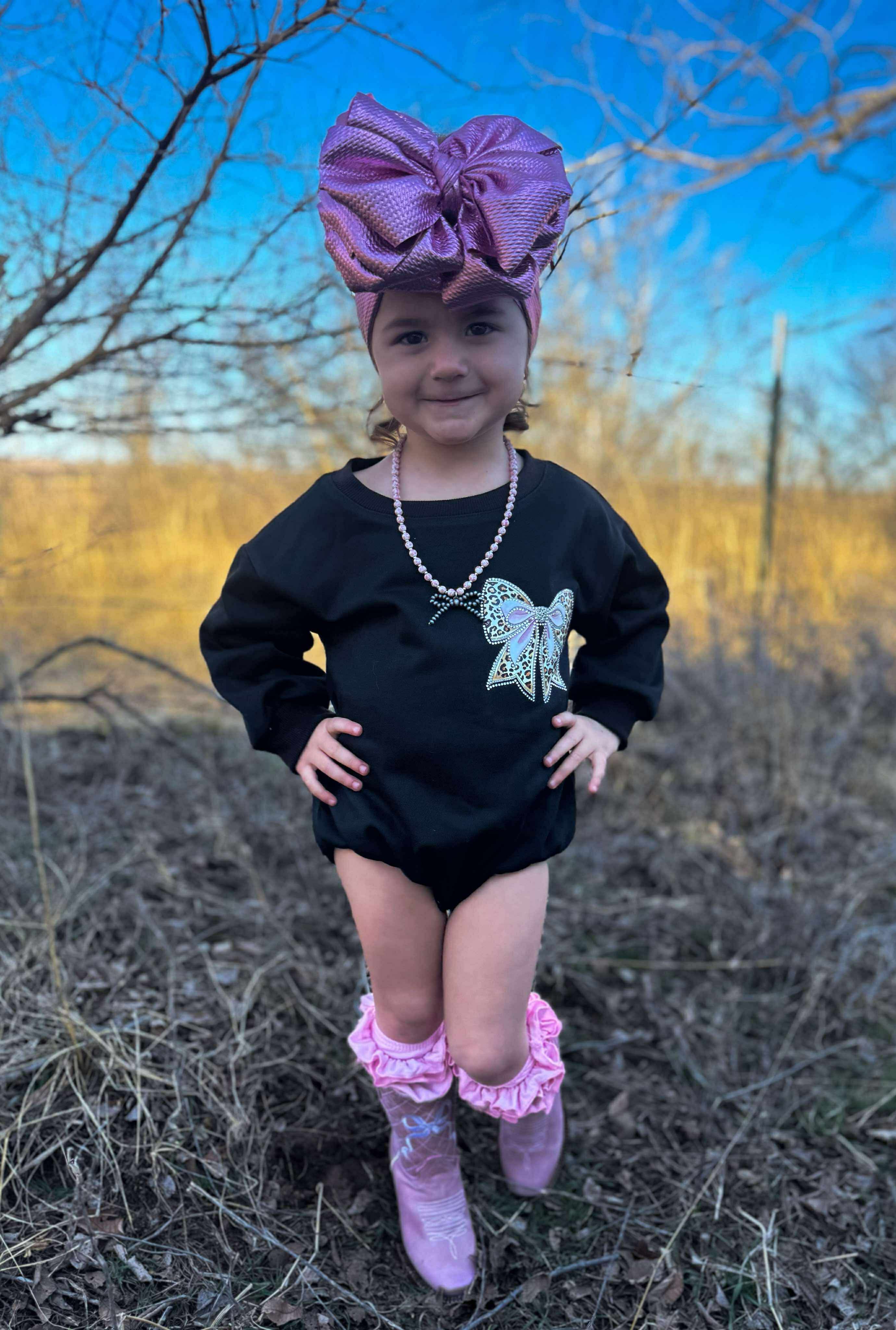 Cheetah Bow Bubble Romper