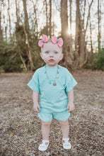 Load image into Gallery viewer, Kids mint green short set
