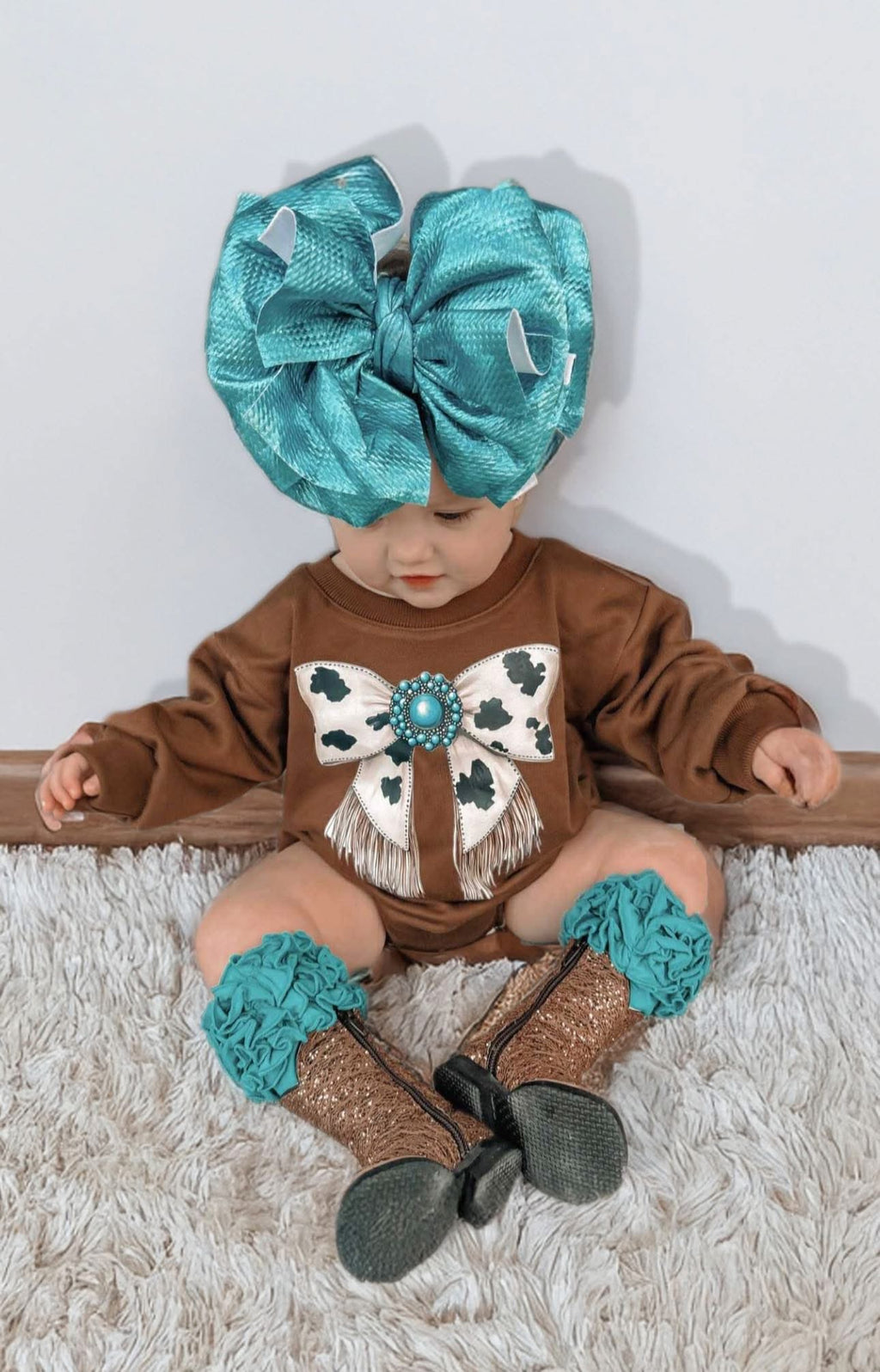 Cowgirl Bow Bubble Romper