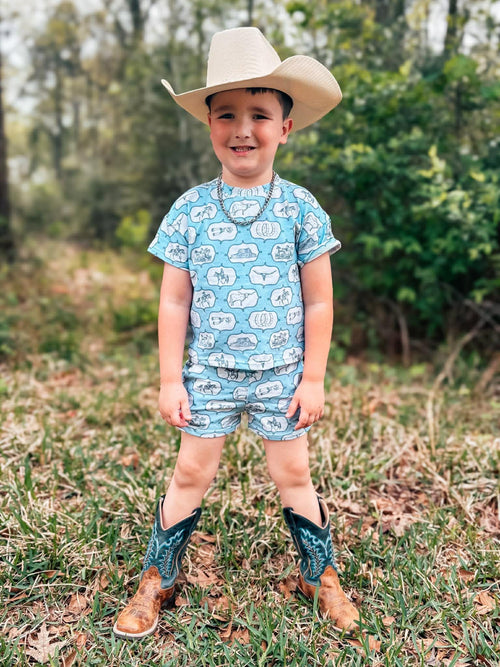 0/3 Months Blue western short set  (FINAL SALE)