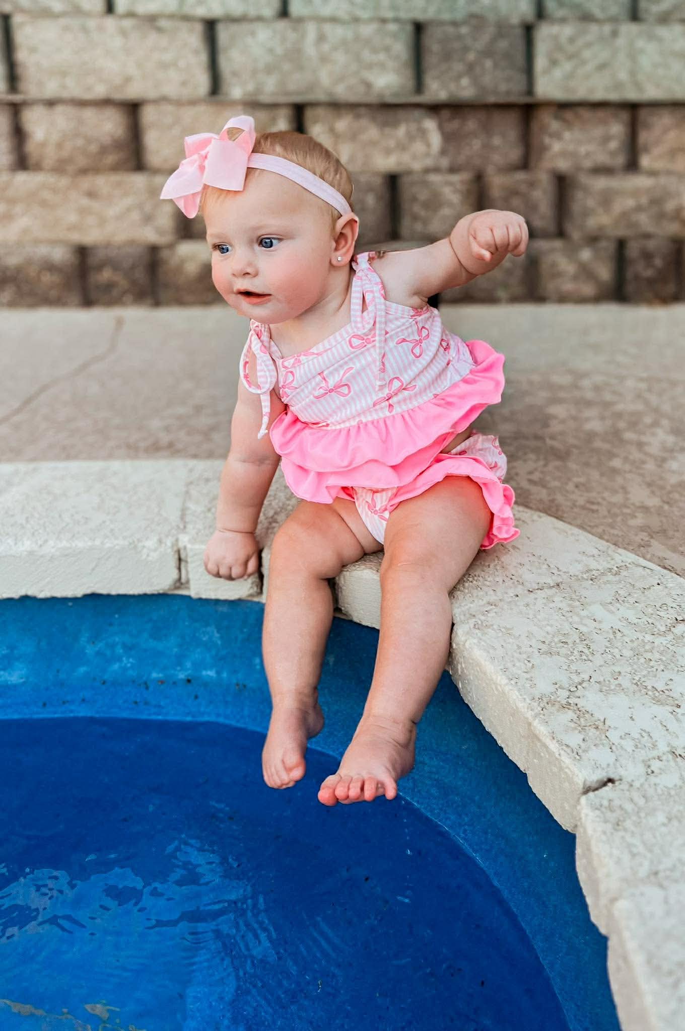 Pink Bows 2 Piece Swim Suit