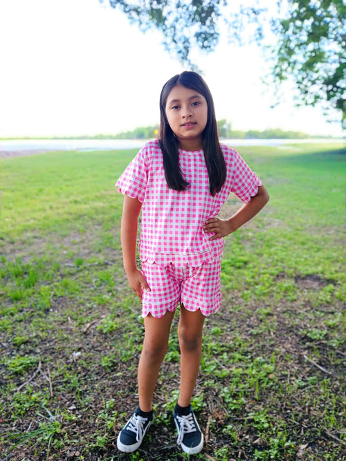 12/18 Months Dark Pink Plaid Set  (FINAL SALE)