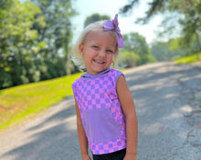 Load image into Gallery viewer, Pink &amp; Purple Checkered Bubble Romper/Top (FINAL SALE)
