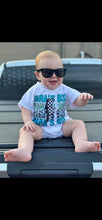 Load image into Gallery viewer, Cow/Checkered Mama&#39;s Boy oversized t-shirt romper
