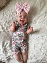 Load image into Gallery viewer, Checkered Floral Bamboo Shortie Romper
